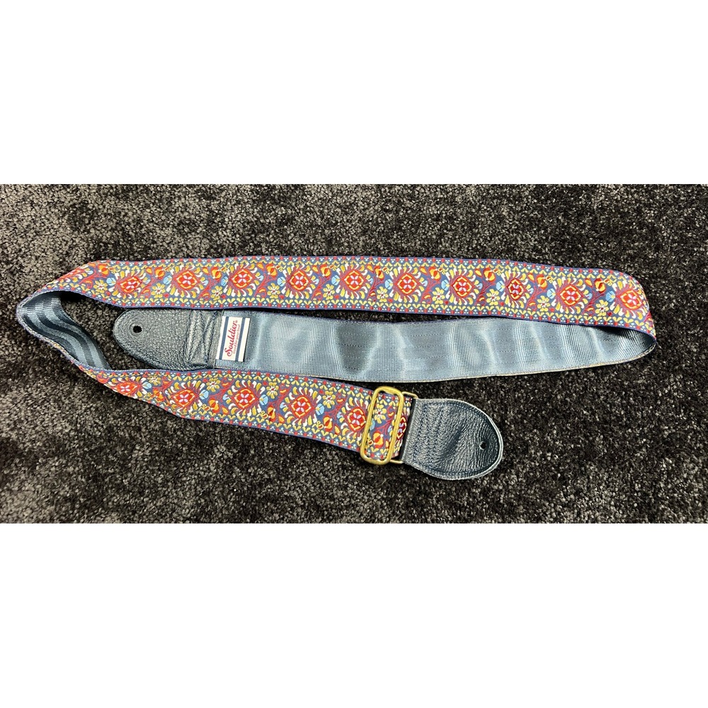 Souldier Woven Guitar Strap Adjustable Blue Red Floral‎ Pattern Hippie Leather